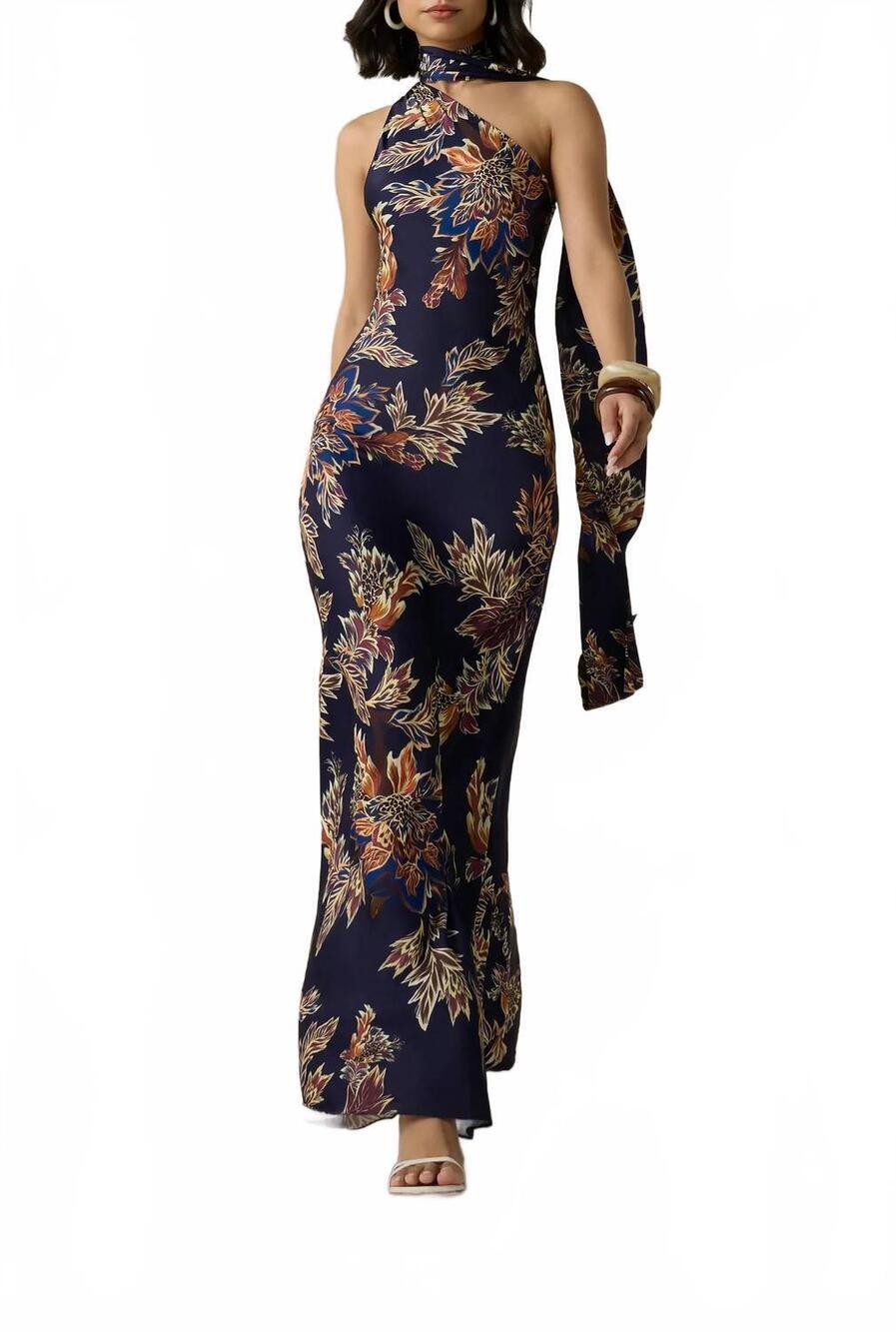 NEW HEMANT & NANDITA leela maxi dress in midnight blue